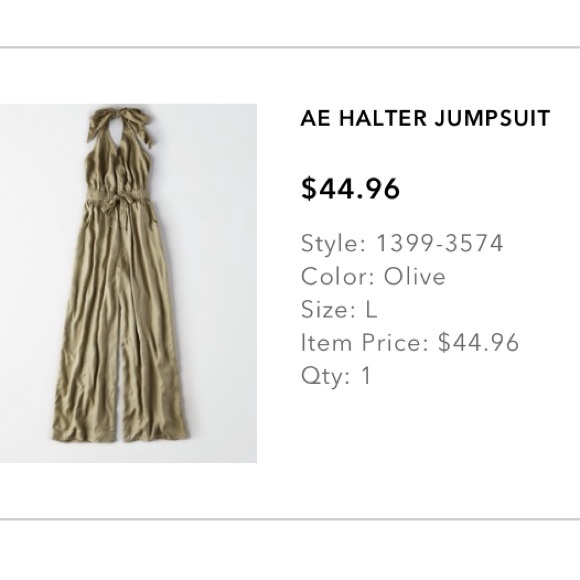*NWT* American Eagle 🦅  Olive Halter Jumpsuit - Picture 7 of 7